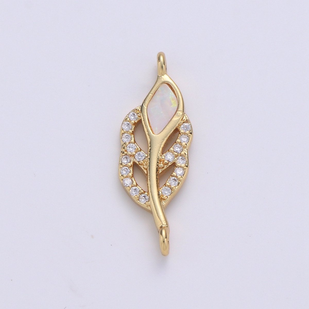 Leaf Cubic Pave 14K Gold FIlling Connector Blue Red White Dainty Connector for Necklace Bracelet Supply F-494 F-495 F-496 - DLUXCA