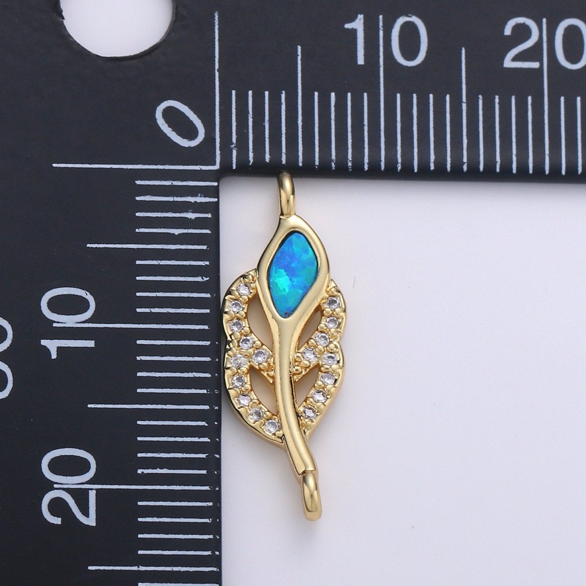 Leaf Cubic Pave 14K Gold FIlling Connector Blue Red White Dainty Connector for Necklace Bracelet Supply F-494 F-495 F-496 - DLUXCA