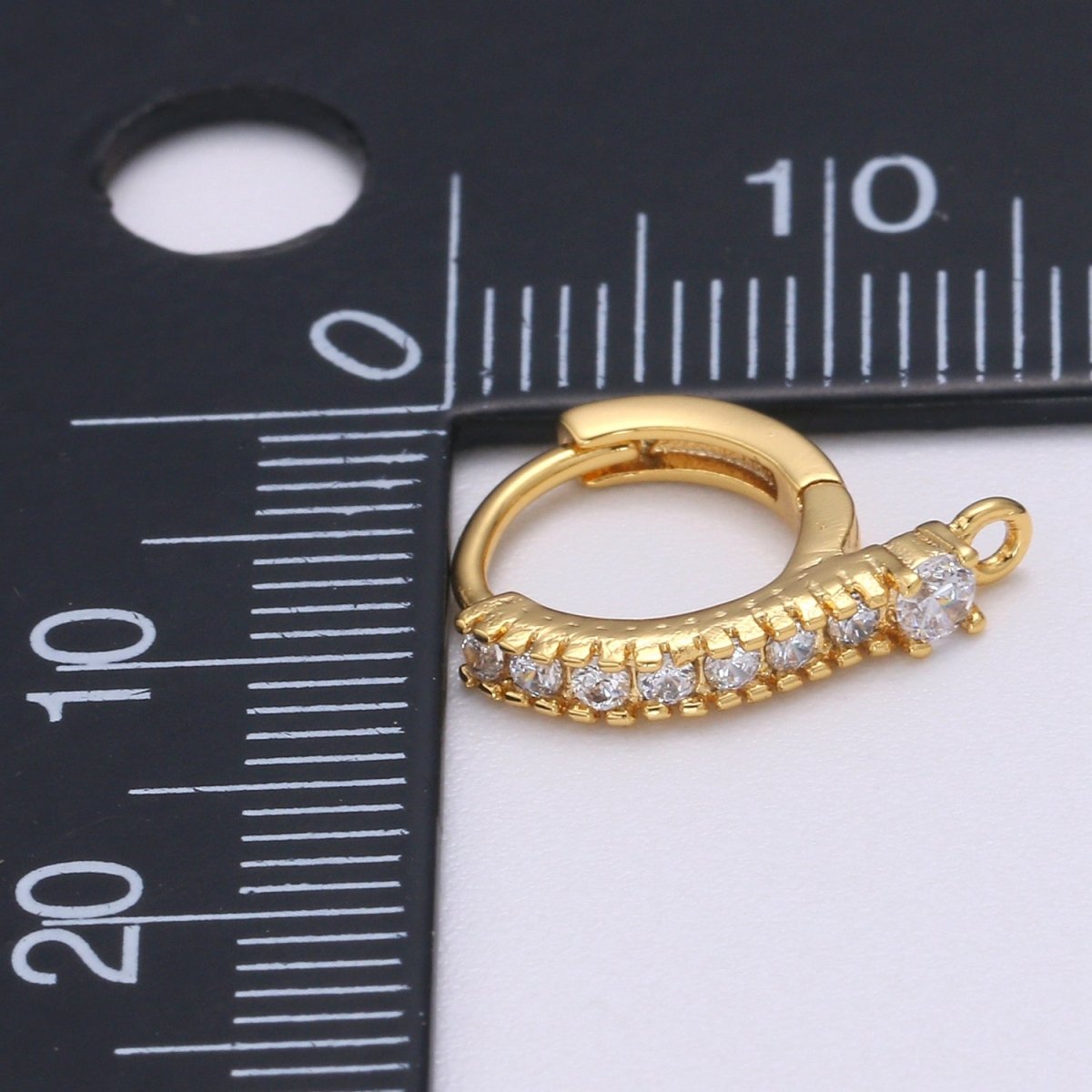 Lever Back Earring Mini Huggie Earring 24K Gold Filled Cz Micro Pave Hoops with open link for Jewelry Making Supply L-234 - DLUXCA