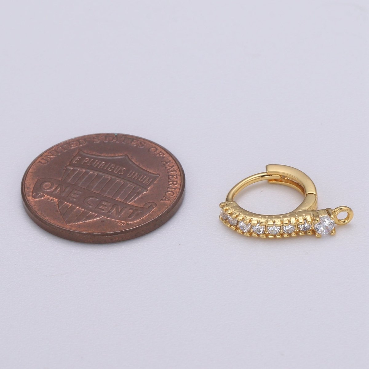 Lever Back Earring Mini Huggie Earring 24K Gold Filled Cz Micro Pave Hoops with open link for Jewelry Making Supply L-234 - DLUXCA