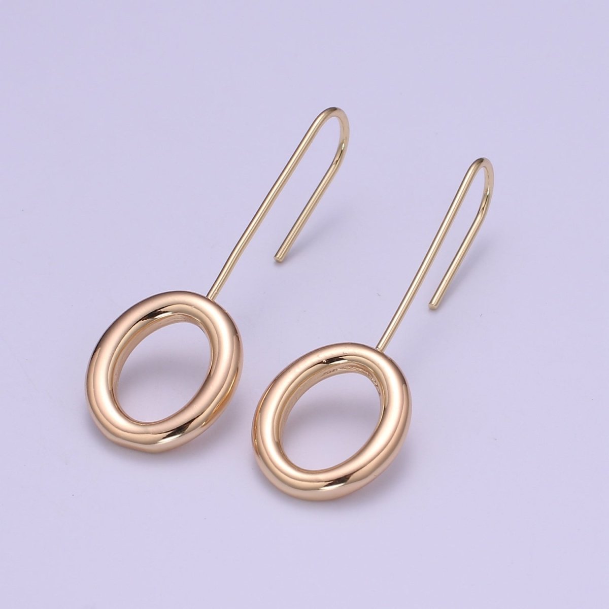 Light Gold Earring Hooks - 18K Gold filled OVAL Ear Wires - Gold Ear Hook - Jewelry Findings for Minimalist jewelry gift P-084 - DLUXCA