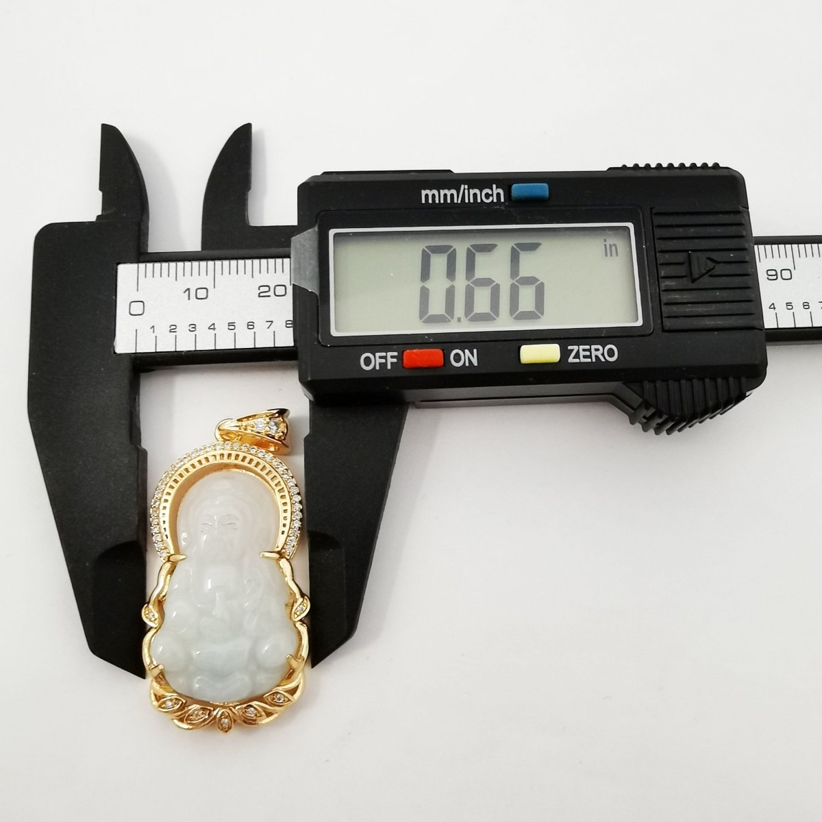 Light Green Natural Stone Buddha Jade Gold Filled Pendant O-168 - DLUXCA