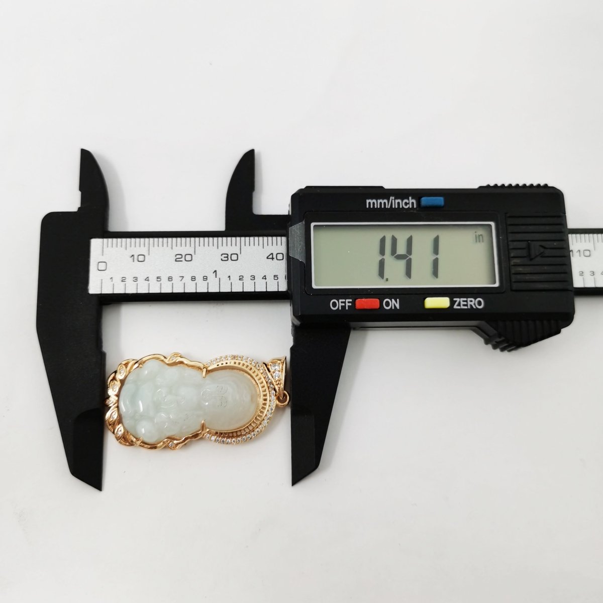 Light Green Natural Stone Buddha Jade Gold Filled Pendant O-168 - DLUXCA