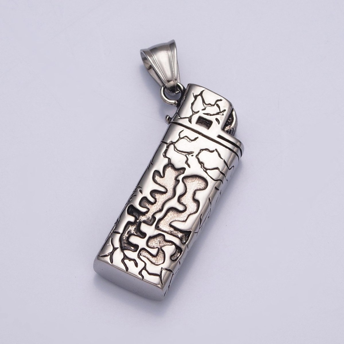 Lighter Pendant Necklace, Silver Lighter Charm Necklace for Men Jewelry X-640 - DLUXCA