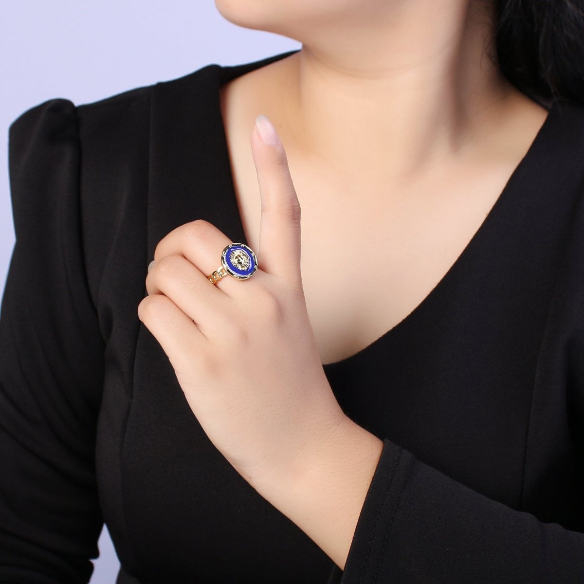 Lion ring, trendy ring, Enamel Leo ring, Adjustable Open Ring Lion King ring Open Adjustable U-055~U-059 - DLUXCA