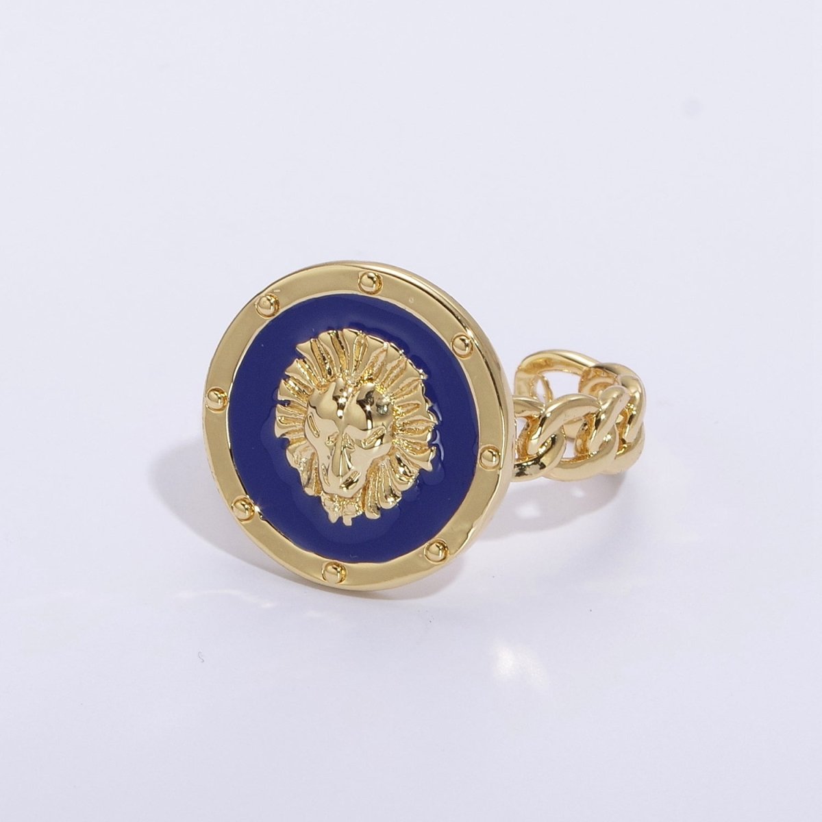 Lion ring, trendy ring, Enamel Leo ring, Adjustable Open Ring Lion King ring Open Adjustable U-055~U-059 - DLUXCA