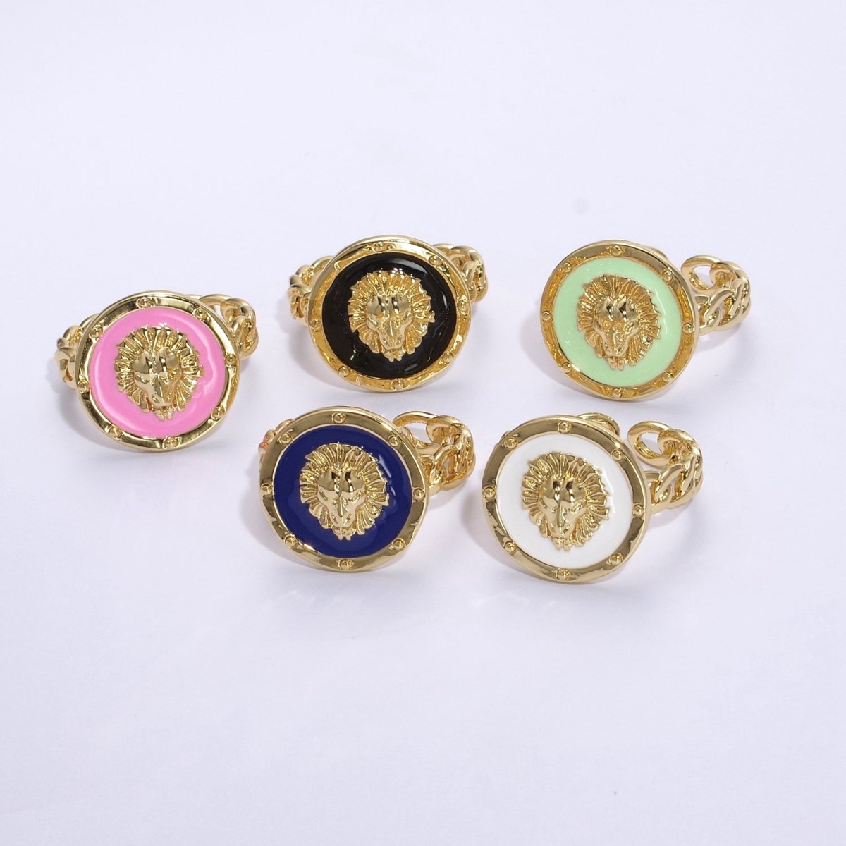 Lion ring, trendy ring, Enamel Leo ring, Adjustable Open Ring Lion King ring Open Adjustable U-055~U-059 - DLUXCA