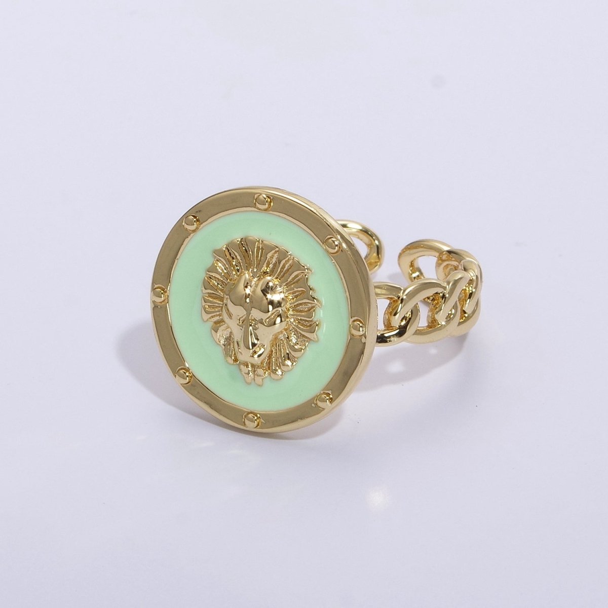 Lion ring, trendy ring, Enamel Leo ring, Adjustable Open Ring Lion King ring Open Adjustable U-055~U-059 - DLUXCA