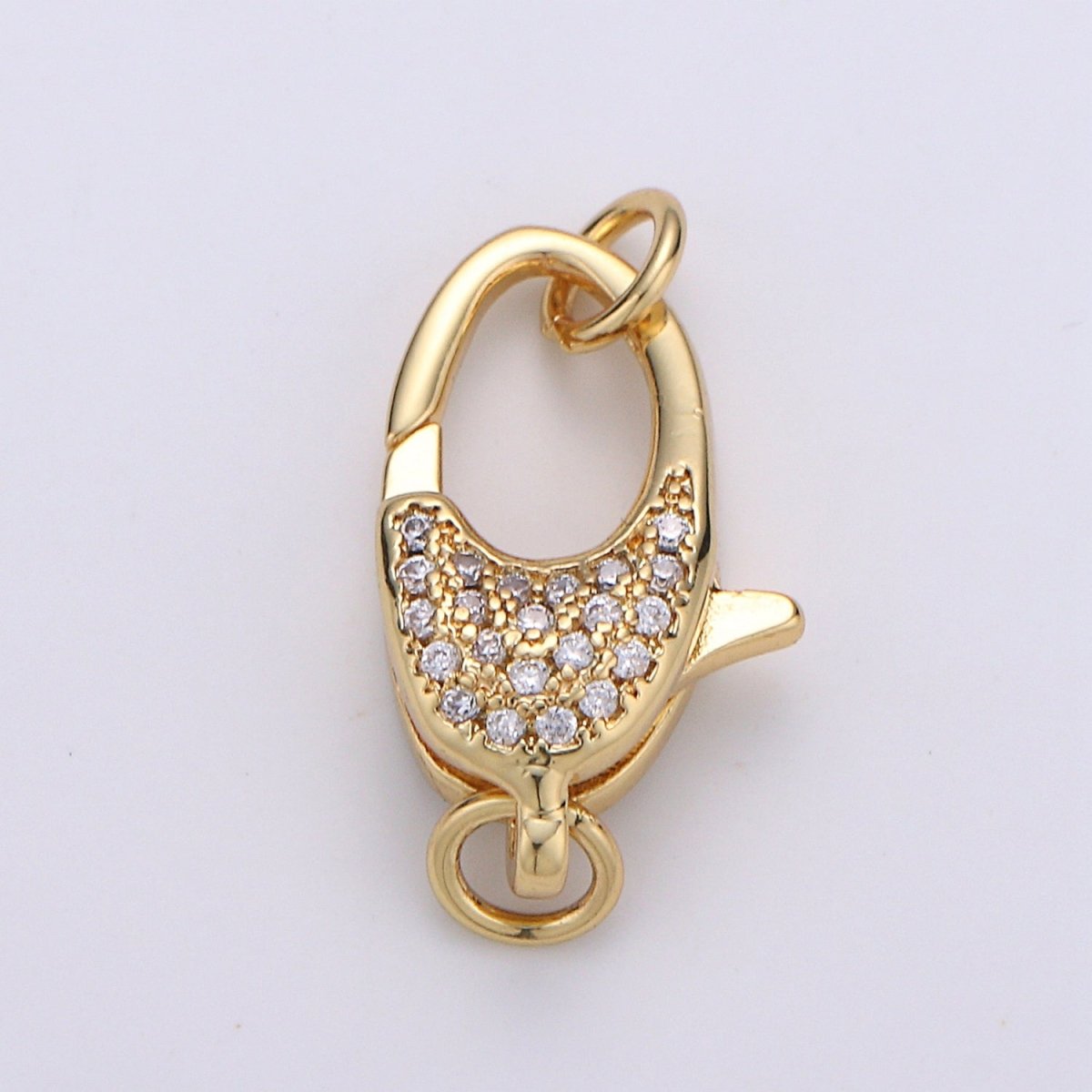 Lobster Clasp with Pave CZ Crystal Gold Filled End Clasp with Ring for DIY Necklace Bracelet Anklet Jewelry Making- K716 K-717 K-719 - DLUXCA