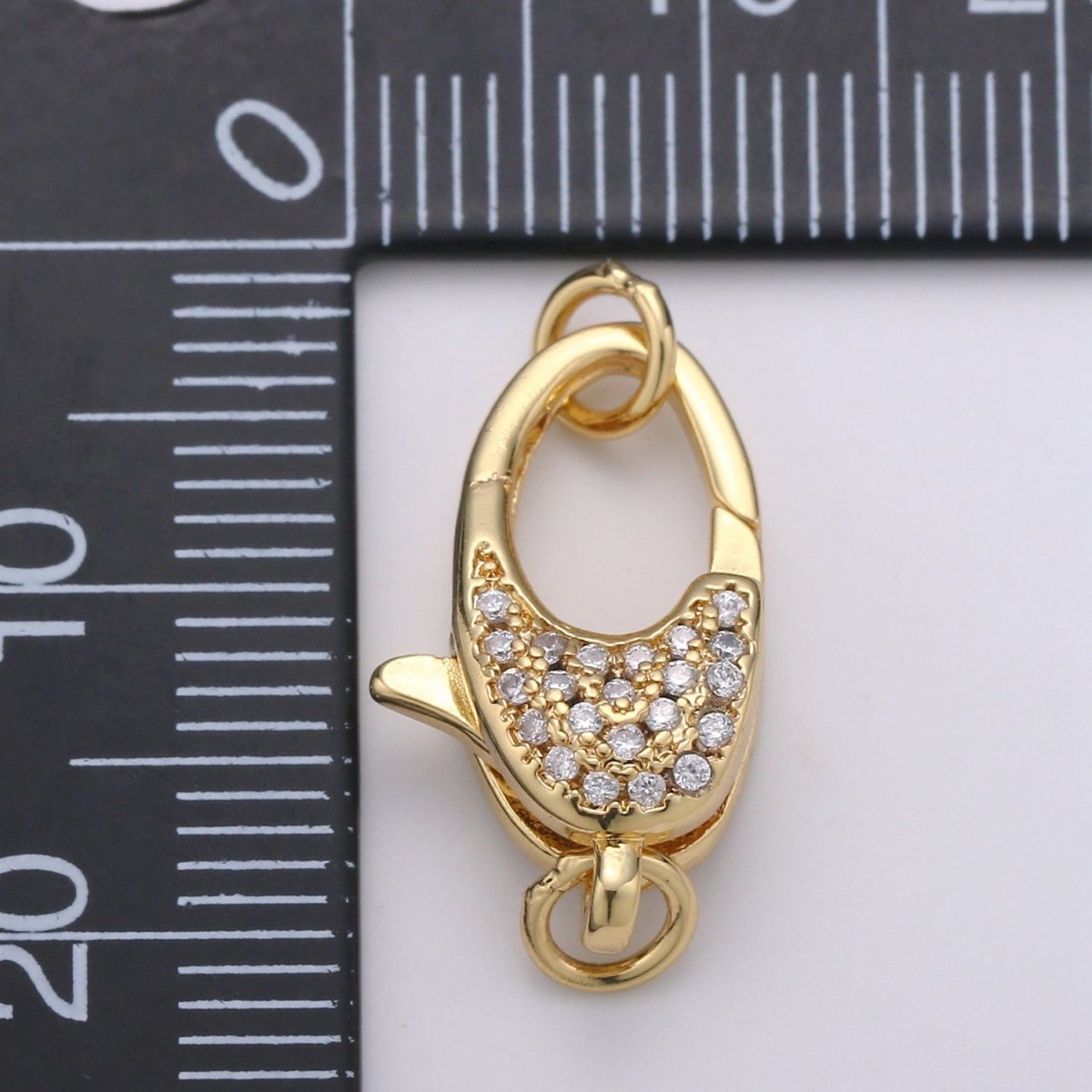Lobster Clasp with Pave CZ Crystal Gold Filled End Clasp with Ring for DIY Necklace Bracelet Anklet Jewelry Making- K716 K-717 K-719 - DLUXCA