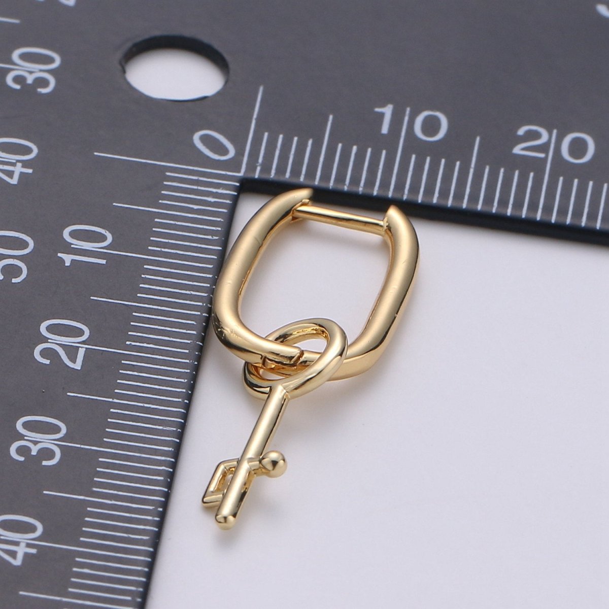 Lock gold earrings - Padlock hoop earrings - Huggie earrings - Padlock huggie hoops - Gold key hoops - key earrings Q-184 Q-185 - DLUXCA