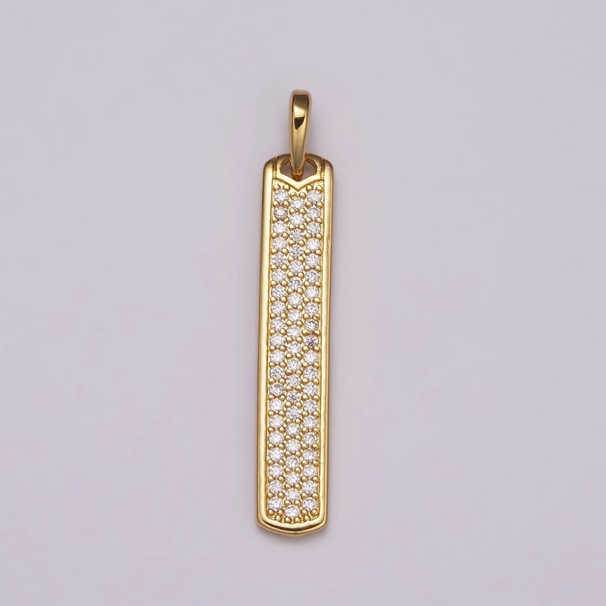 Long CZ Bar Pendant 24K Gold Filled Bar Pendant, Silver Bar Pendants N-1453 N-1454 - DLUXCA