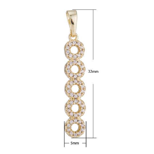 Long Elegant Circle Pendant Gold Plated Necklace - Simple Gold Plated Cubic Zircon Pendant - Rose Gold Plated Pendant -Gold Plated Charm H-460 - DLUXCA