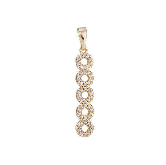 Long Elegant Circle Pendant Gold Plated Necklace - Simple Gold Plated Cubic Zircon Pendant - Rose Gold Plated Pendant -Gold Plated Charm H-460 - DLUXCA