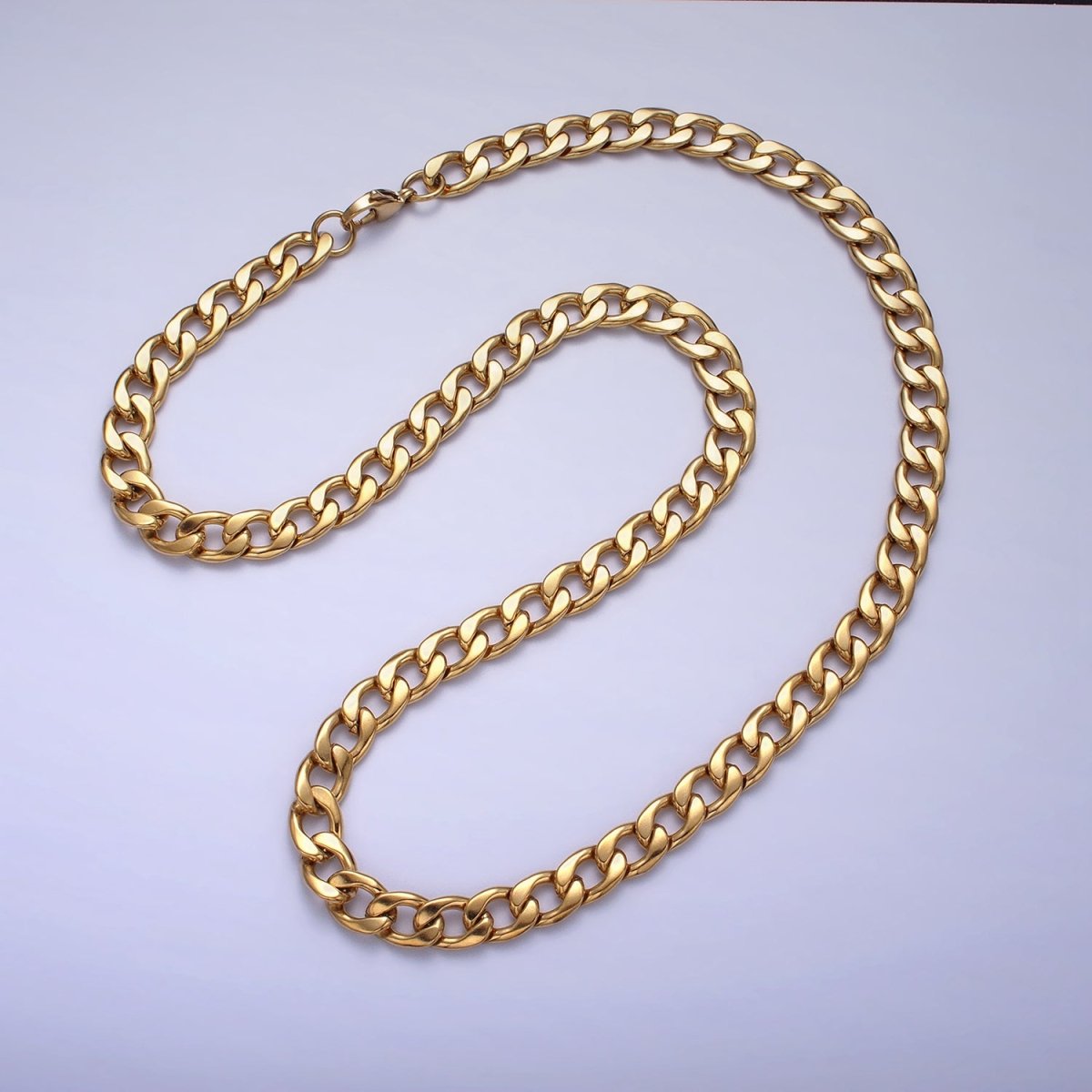 Long Gold Miami Cuban Curb Chain Necklace Stainless Steel 8.5mm Thick Men's Chain 23.5 inch Necklace | WA-1589 WA-1590 Clearance Pricing - DLUXCA