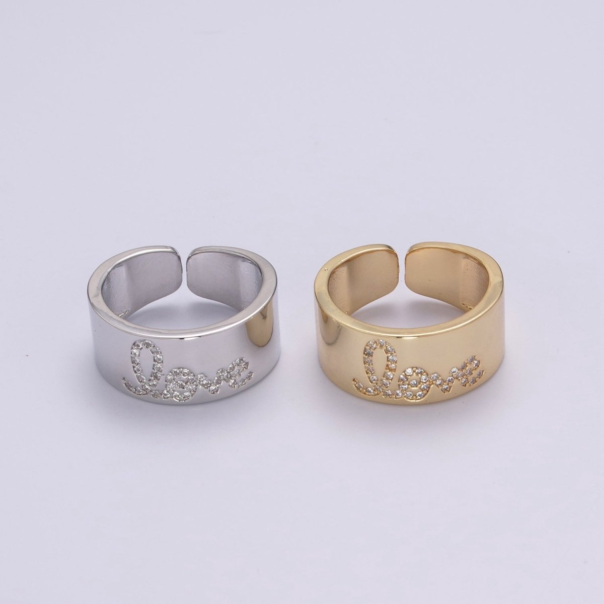 Love Ring, Script Love Ring, Promise Dainty Love Ring, Gold Filled love Ring, Minimalist Stacking Jewelry Gift For Her U-189 U-190 - DLUXCA