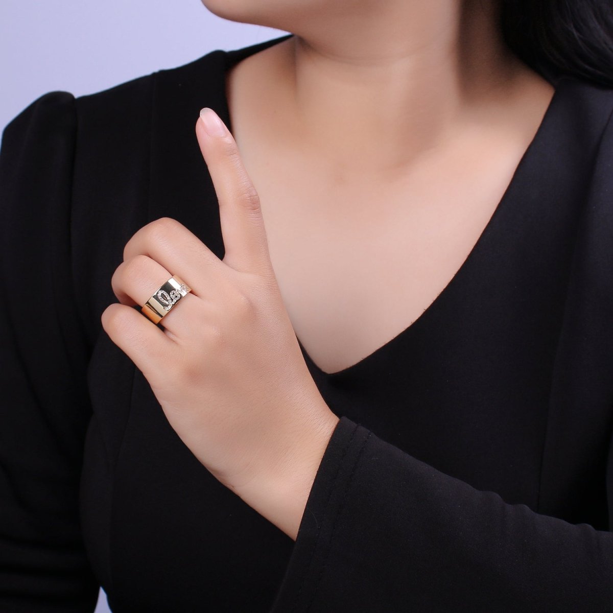 Love Ring, Script Love Ring, Promise Dainty Love Ring, Gold Filled love Ring, Minimalist Stacking Jewelry Gift For Her U-189 U-190 - DLUXCA