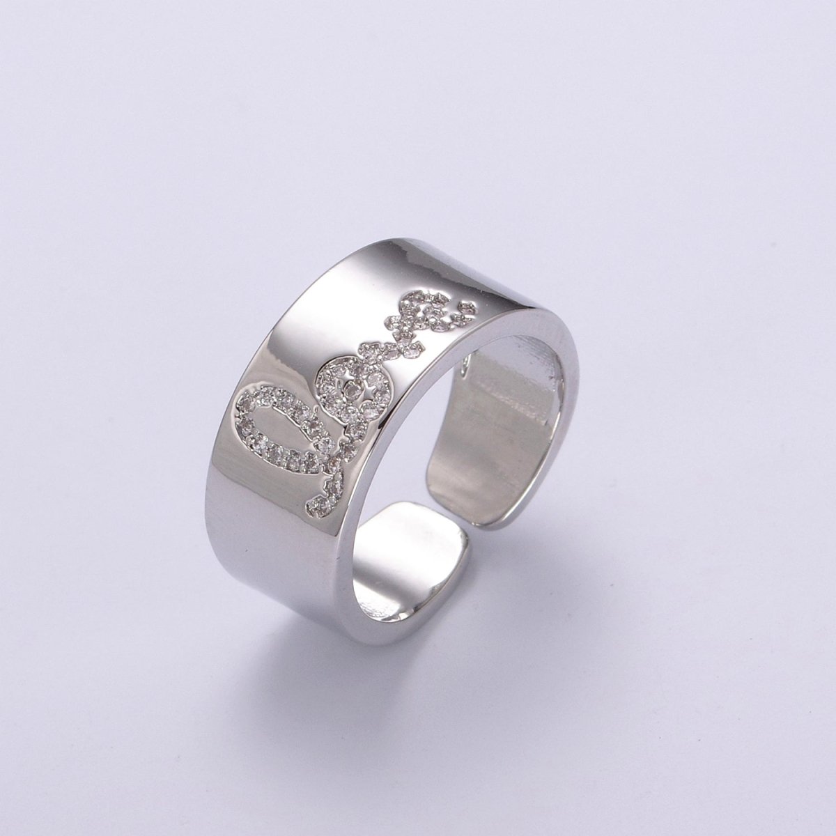 Love Ring, Script Love Ring, Promise Dainty Love Ring, Gold Filled love Ring, Minimalist Stacking Jewelry Gift For Her U-189 U-190 - DLUXCA