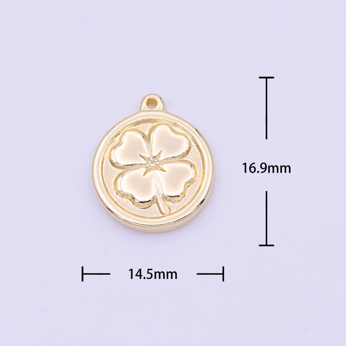 Lucky Clover Quatrefoil Coin Charm in Gold & Silver | D-398 D-453 - DLUXCA