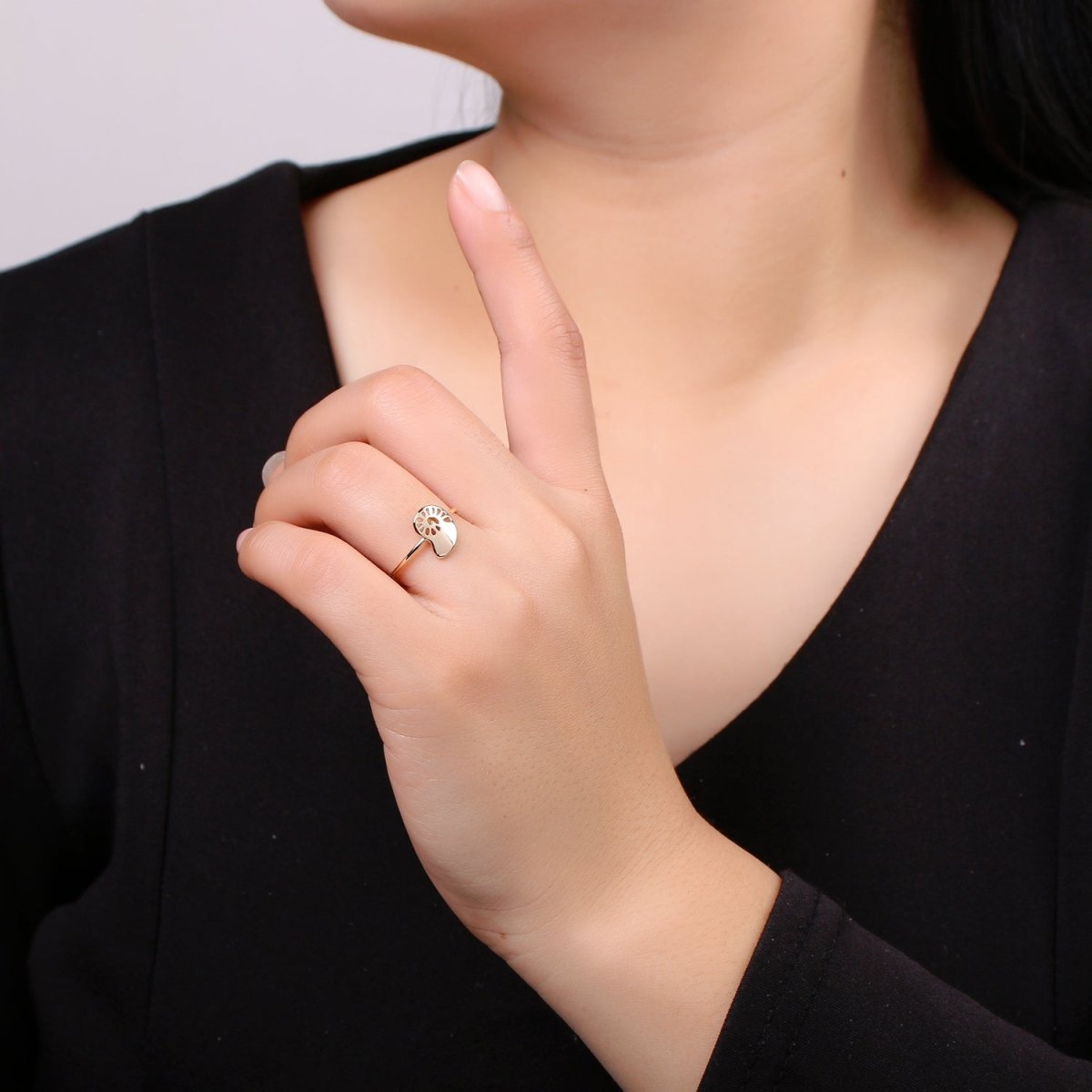 Mango 18k Gold Ring, Adjustable Gold Curb Ring, Simple Fruit Ring, Rip Wave Ring R-265 - DLUXCA