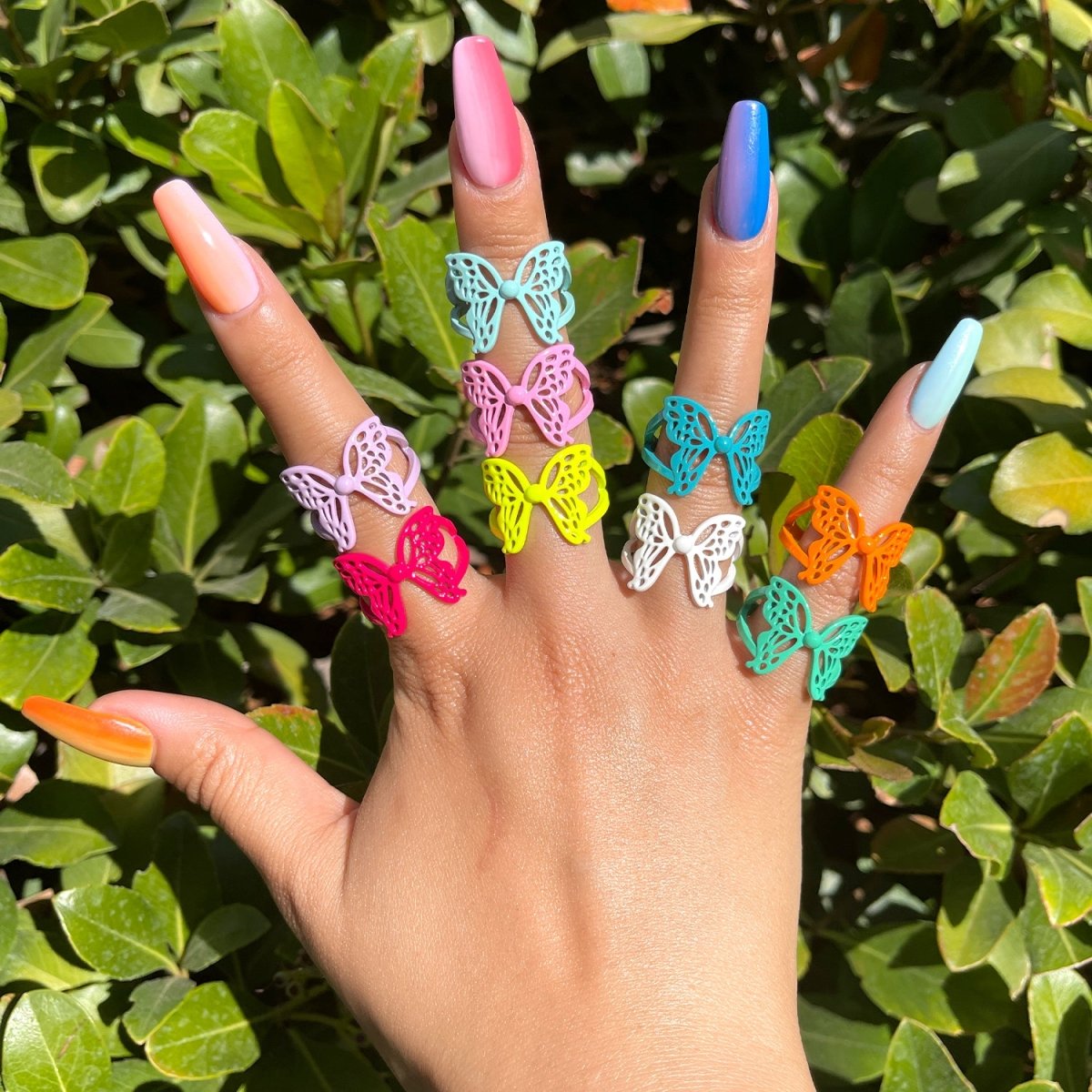 Mariposa Butterfly Ring Enamel Statement Jewelry Open Adjustable Ring Y2K Colorful Ring - DLUXCA