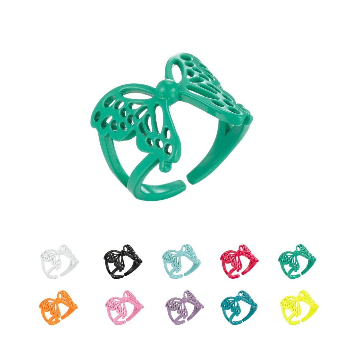 Mariposa Butterfly Ring Enamel Statement Jewelry Open Adjustable Ring Y2K Colorful Ring - DLUXCA