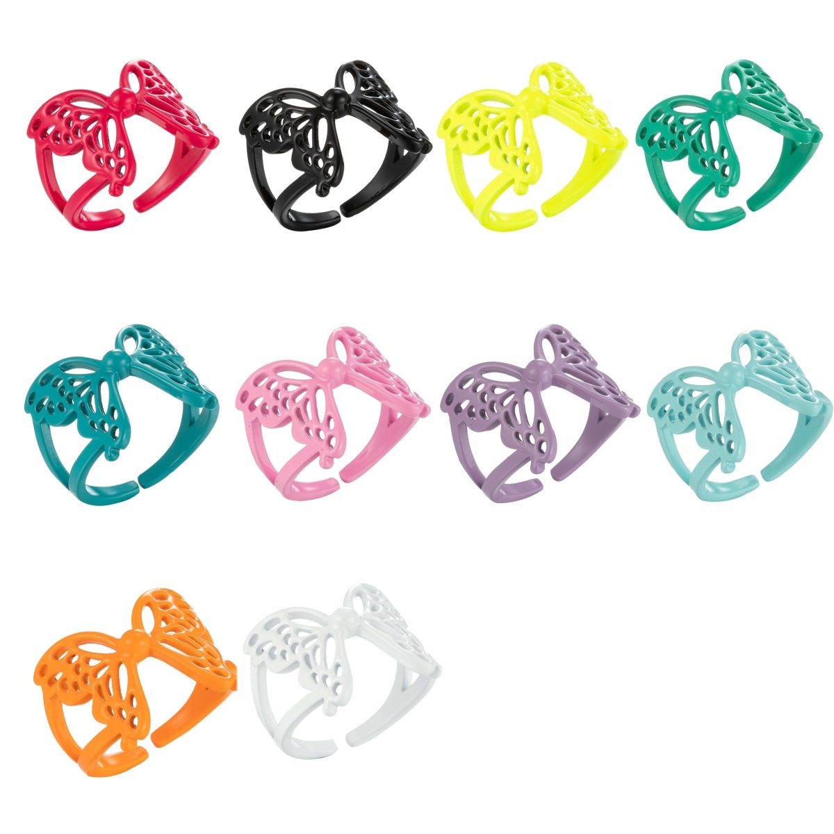 Mariposa Butterfly Ring Enamel Statement Jewelry Open Adjustable Ring Y2K Colorful Ring - DLUXCA