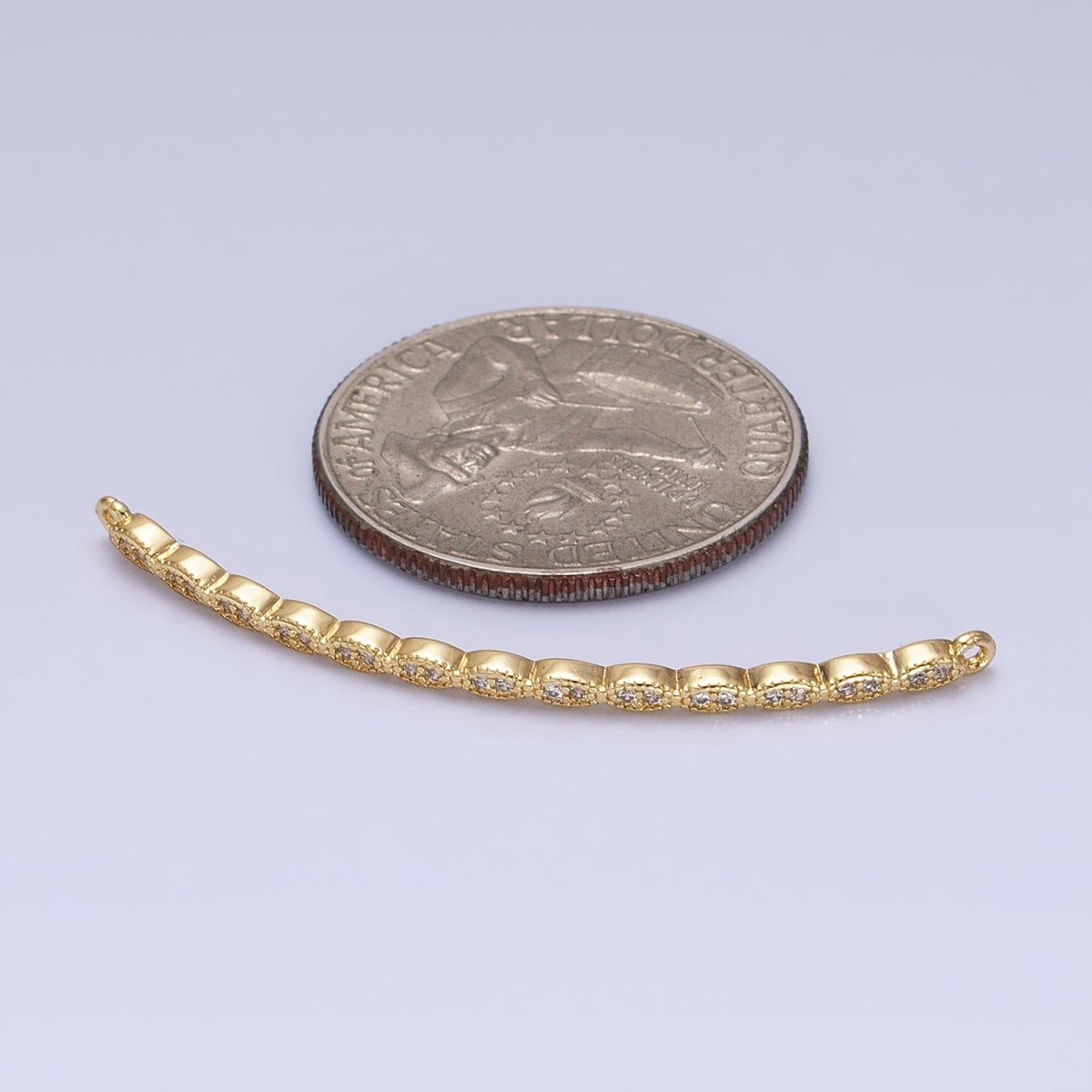 Marquise-Shaped Lined Micro Paved Clear CZ Link Connector in Gold & Silver | AA972 AA973 - DLUXCA