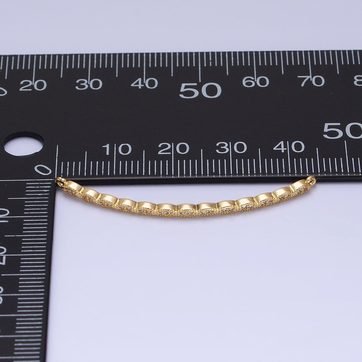 Marquise-Shaped Lined Micro Paved Clear CZ Link Connector in Gold & Silver | AA972 AA973 - DLUXCA