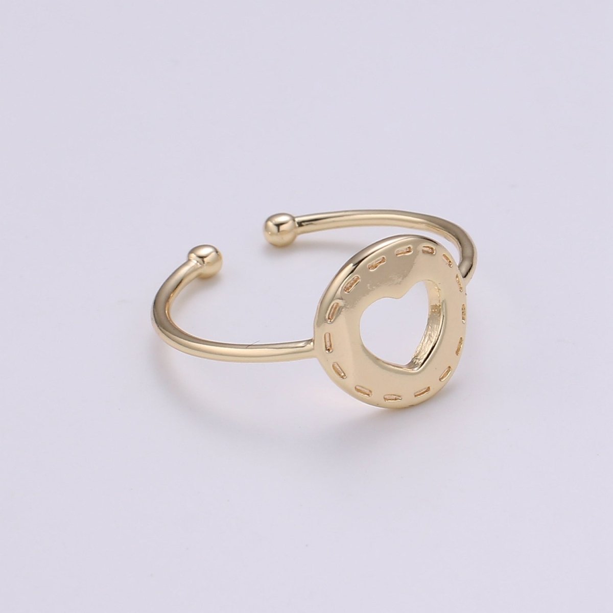 Mending Heart 18k Gold Ring, Love Adjustable Gold Curb Ring, Simple Ring, Circle Ring R-264 - DLUXCA