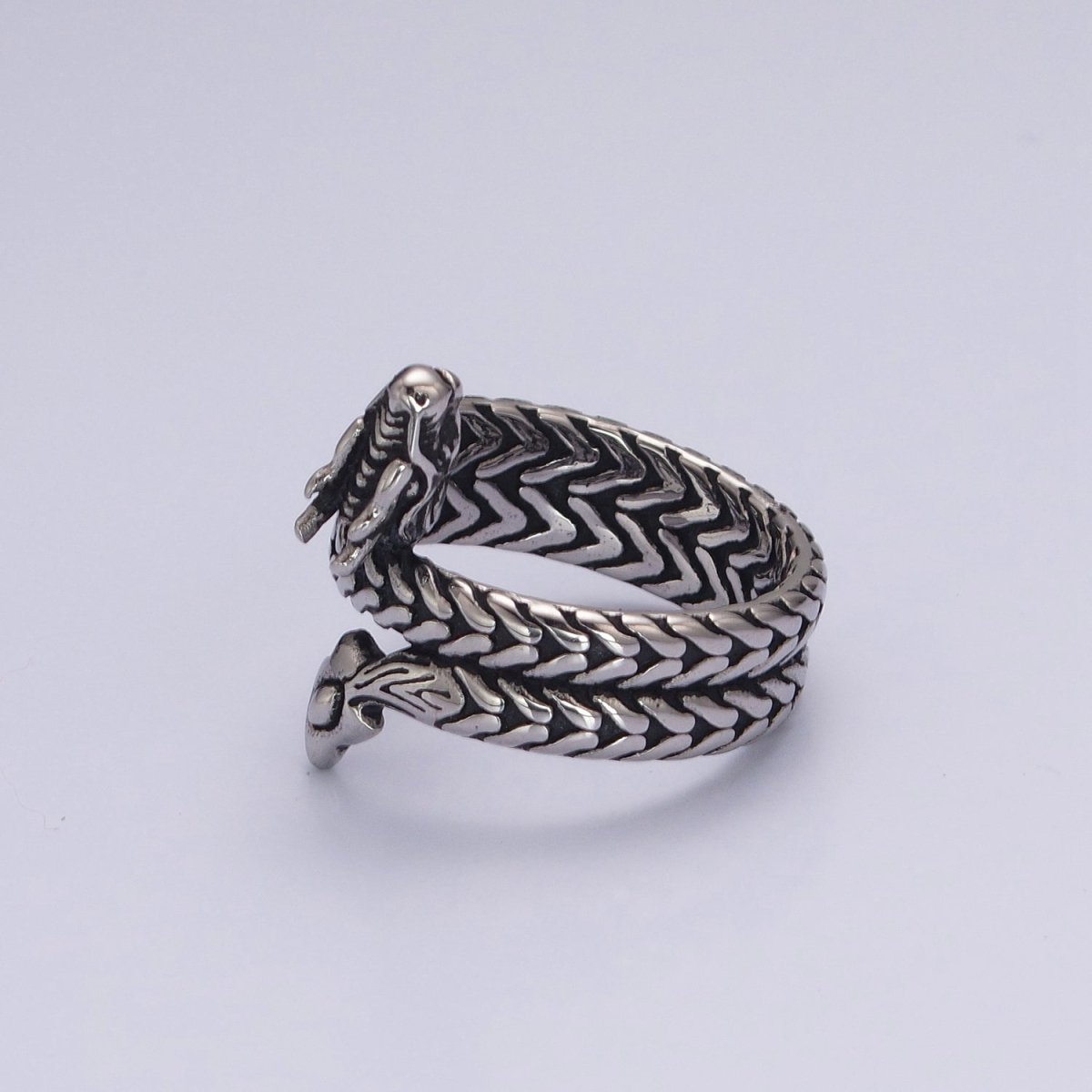 Men's Dragon Ring Silver Stainless Steel Punk Style Streetwear Biker Band S-065 S-066 S-229 S-230 - DLUXCA