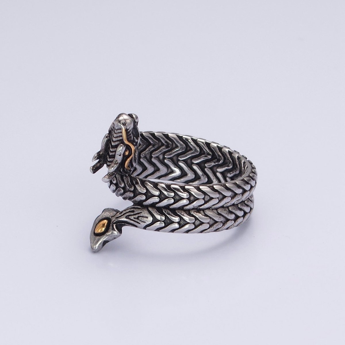 Men's Dragon Ring Silver Stainless Steel Punk Style Streetwear Biker Band S-065 S-066 S-229 S-230 - DLUXCA