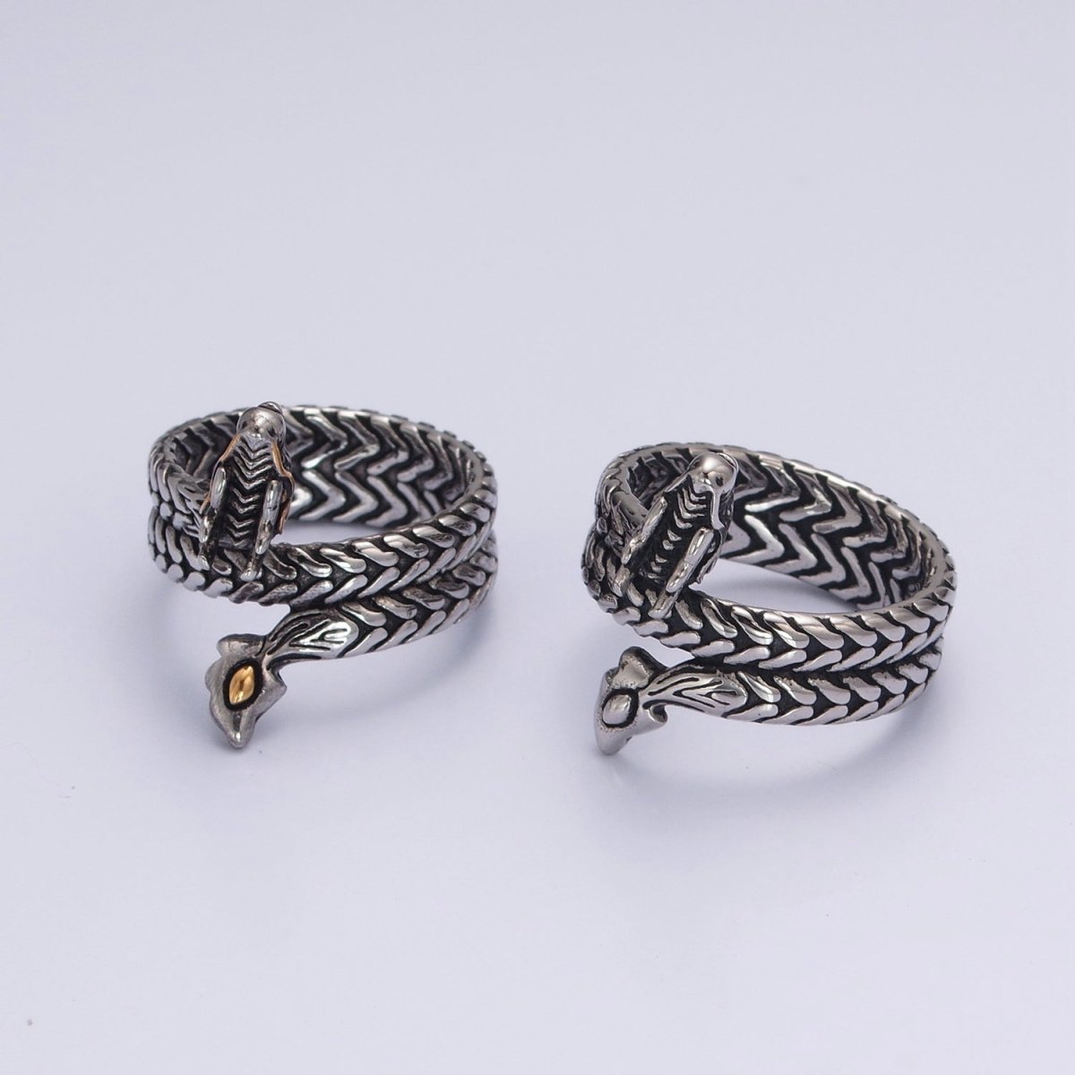 Men's Dragon Ring Silver Stainless Steel Punk Style Streetwear Biker Band S-065 S-066 S-229 S-230 - DLUXCA