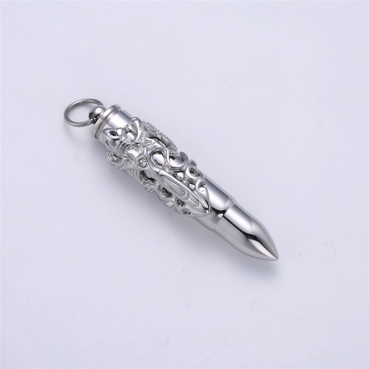 Mens Stainless Steel Dragon Bullet Pendant Necklaces Urn Ashes Necklace Supply for Cremation Memorial Keepsakes in Black Silver Gold Bullet E-662 E-693 E-694 - DLUXCA