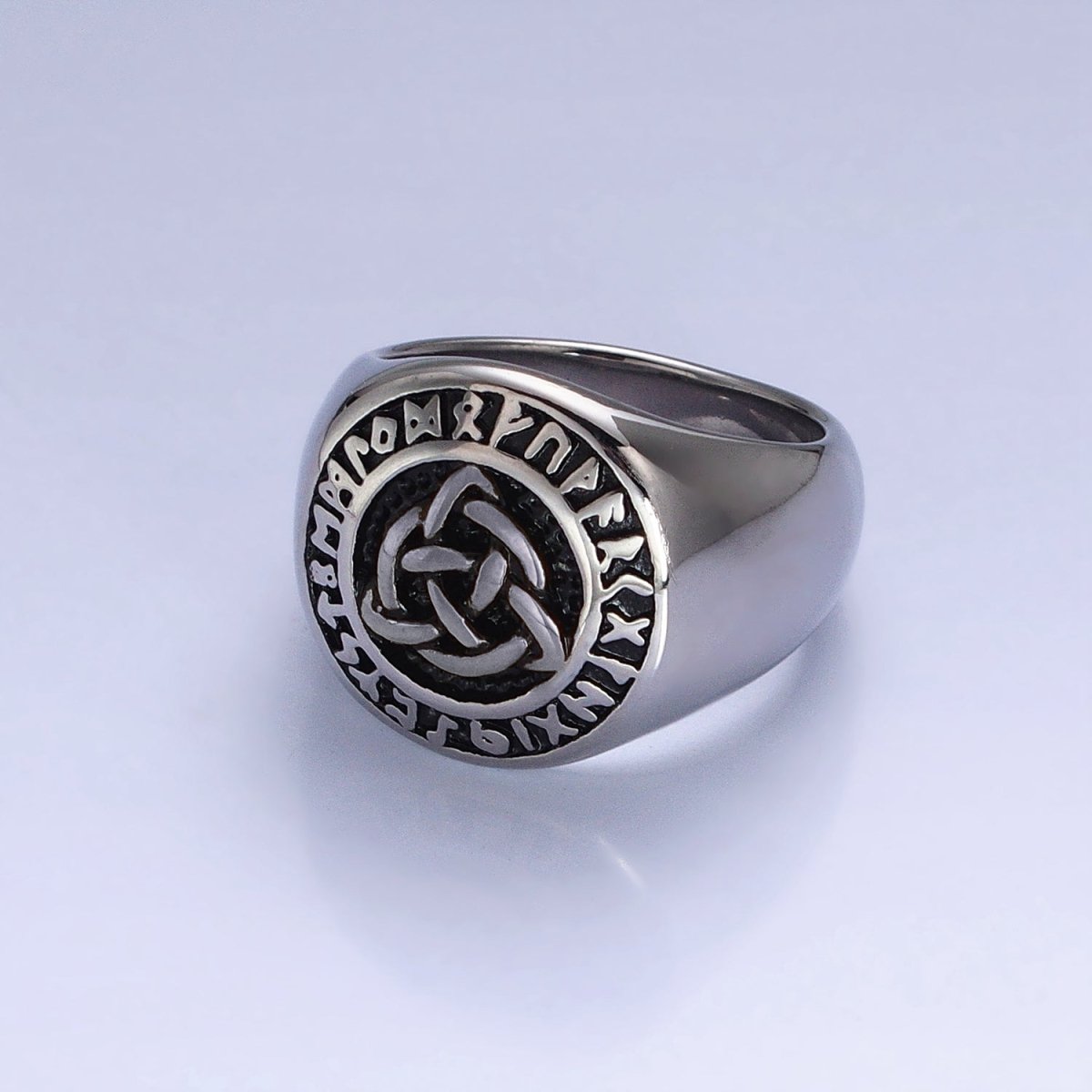 Men's Stainless Steel Valknut Rune Norse Celtic Triquetra Knot Signet Ring in Mixed Metal & Silver | O-1849 O-1850 O-1851 O-1852 - DLUXCA