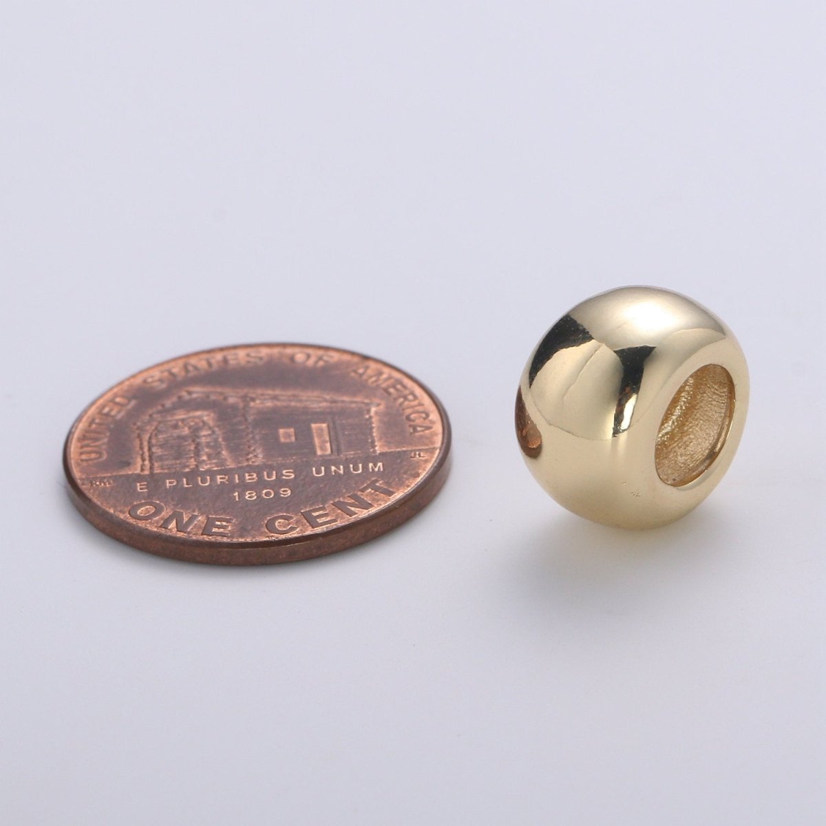 Metal Beads - Large Hole Beads - Gold Beads - Beads For Bracelet Leather - Tibetan Beads - 12x8mm - 6mm Hole B-374 - DLUXCA