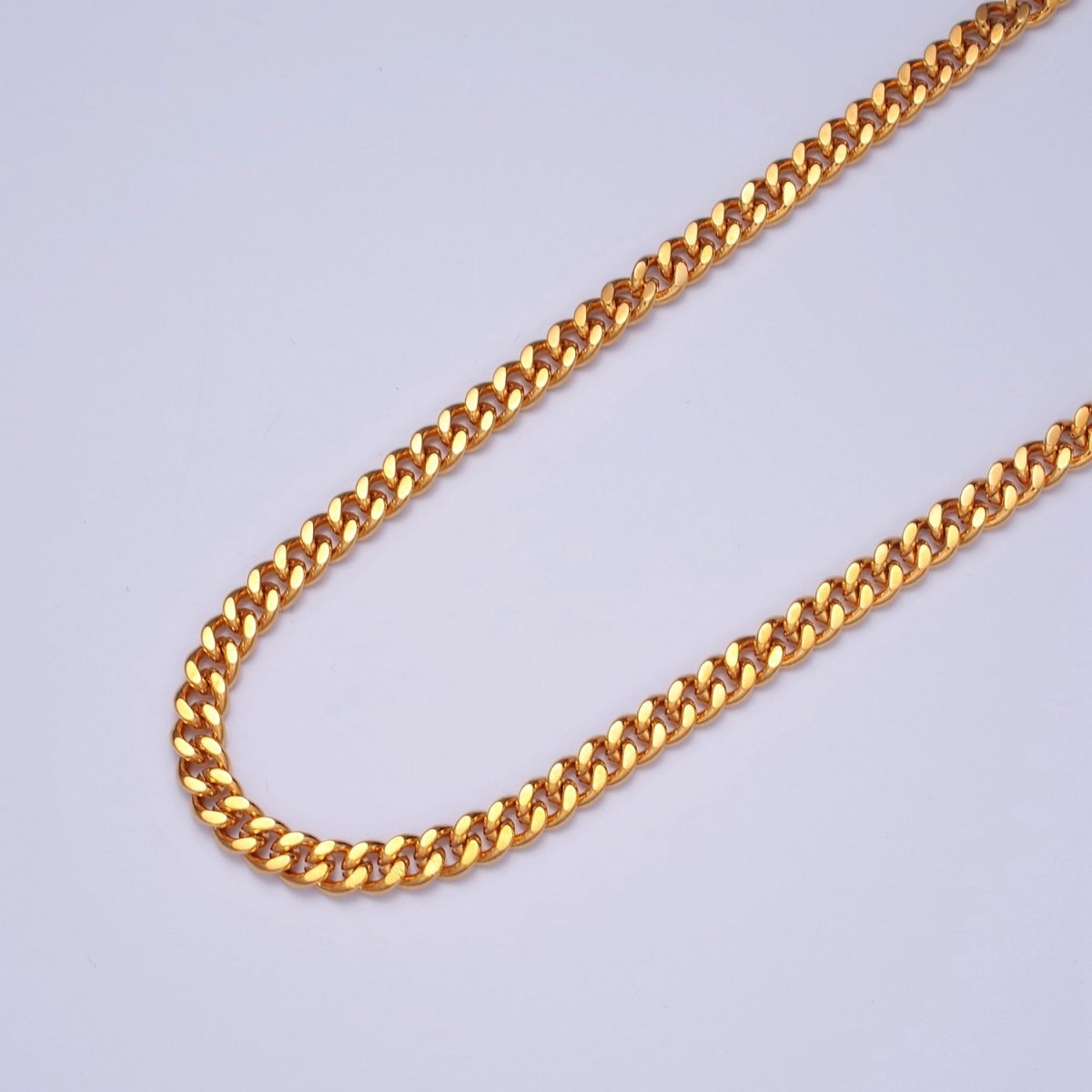 Miami Cuban Curb Link Unfinished Chain, 4.5mm 24k Gold Filled Chain 19.5 inch long | WA-1400 Clearance Pricing - DLUXCA