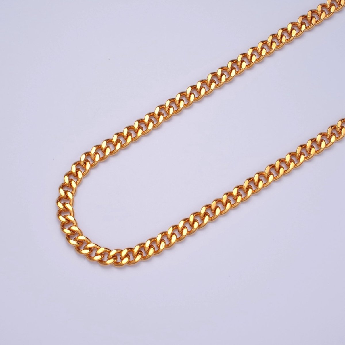 Miami Cuban Curb Link Unfinished Chain, 5mm 24k Gold Filled Chain 19.5 inch long | WA-1399 Clearance Pricing - DLUXCA