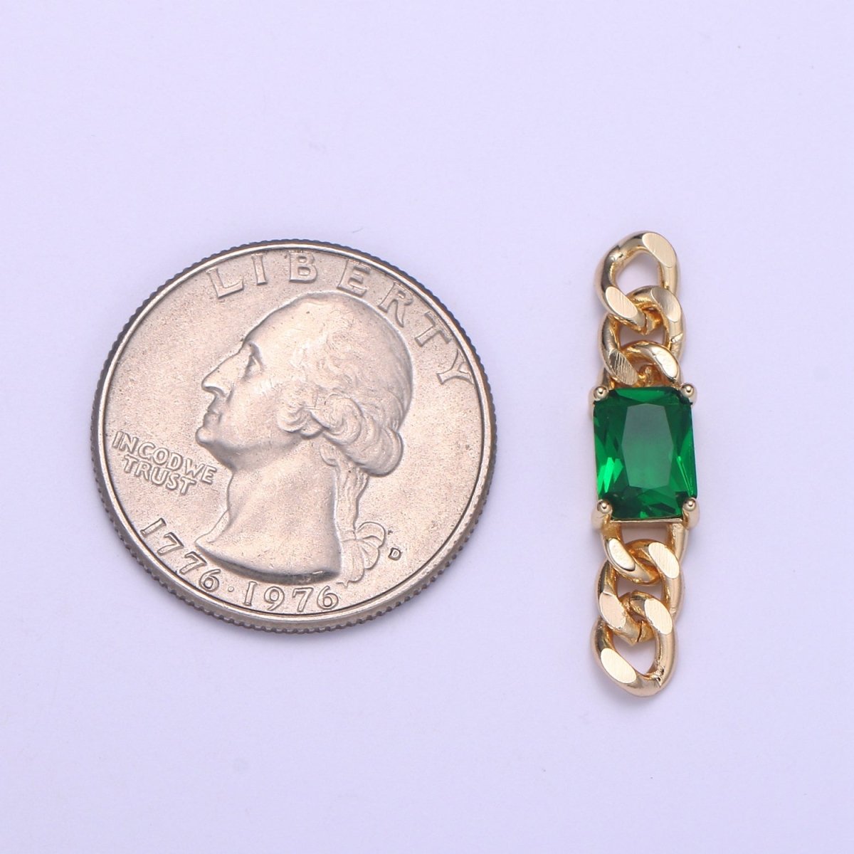 Miami Cuban Link Connector for Bracelet Necklace Jewelry Making Supply Emerald Green Cubic Charm Connector for Statement Jewelry Making F-677 - DLUXCA