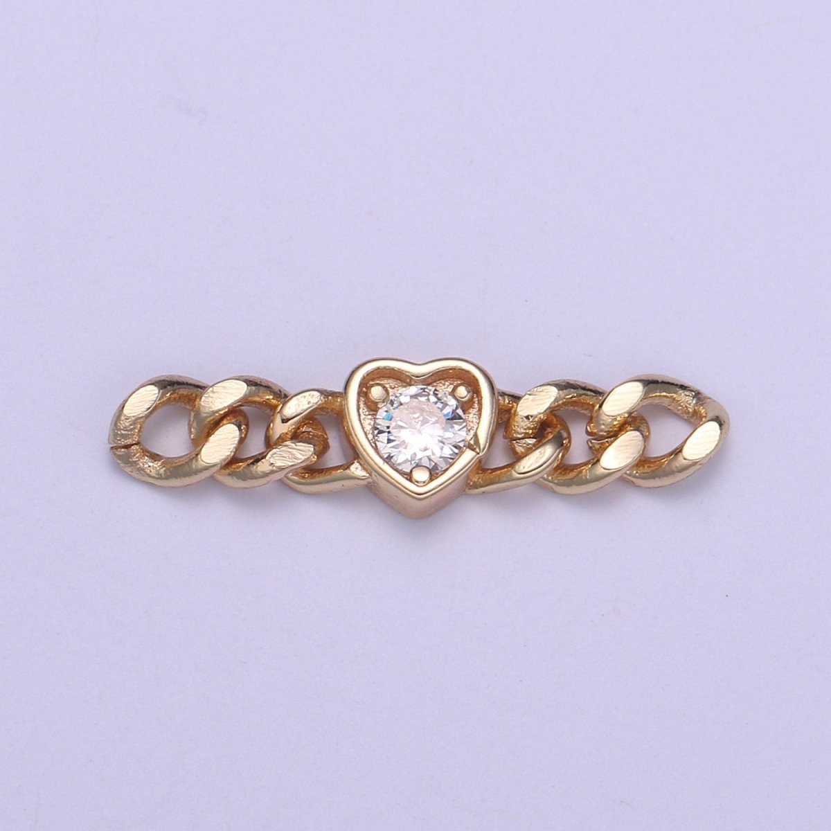 Miami Cuban Link Connector for Bracelet Necklace Jewelry Making Supply Heart Cubic Charm Connector for Statement Jewelry Making F-734 - DLUXCA