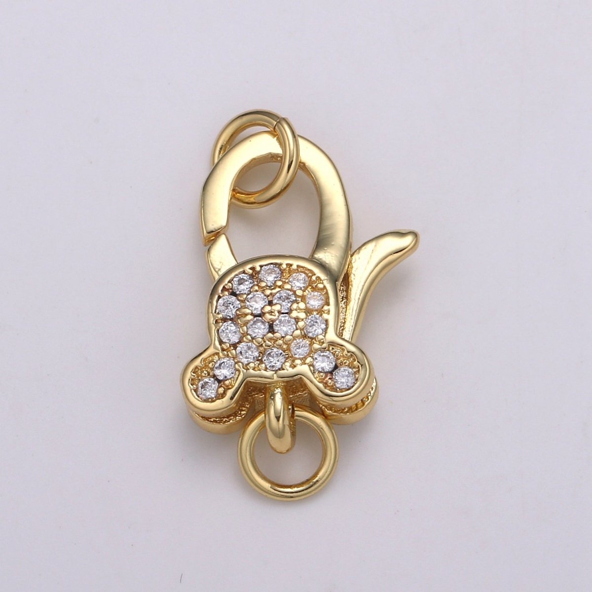 Mickey Pave Clasp 14k Gold Fill Pave Lobster Clasp, 20x11mm, Clear Pave Clasp for Necklace Bracelet End Clasp for Jewelry Making K-168 K-169 - DLUXCA