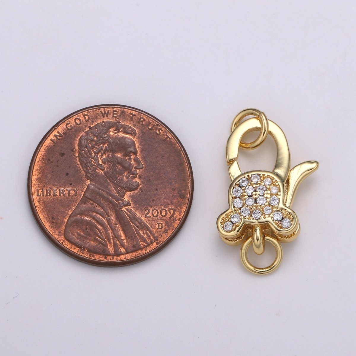 Mickey Pave Clasp 14k Gold Fill Pave Lobster Clasp, 20x11mm, Clear Pave Clasp for Necklace Bracelet End Clasp for Jewelry Making K-168 K-169 - DLUXCA