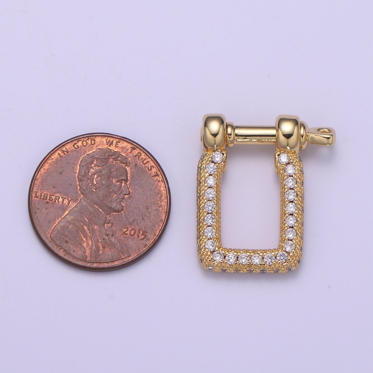 Micor pave Clasp Gold Filled Screw clasp lock, Anchor Shackle, Gold Rectangle Cz Bracelet Necklace Clasp Sailor Bracelet Clasp Supply L-259 - DLUXCA