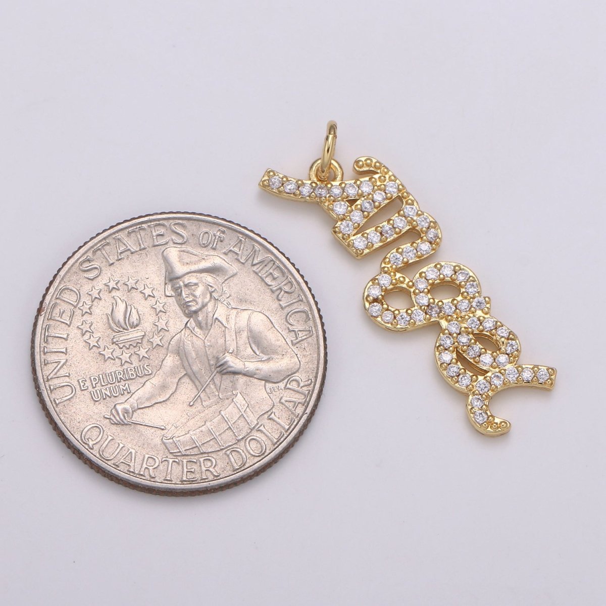 Micro Pave 14k Gold Filled Angel Script Words Charm for Dainty Angel Bracelet Necklace Earring Pendant Component Diy Jewelry Making SupplyC-403 - DLUXCA