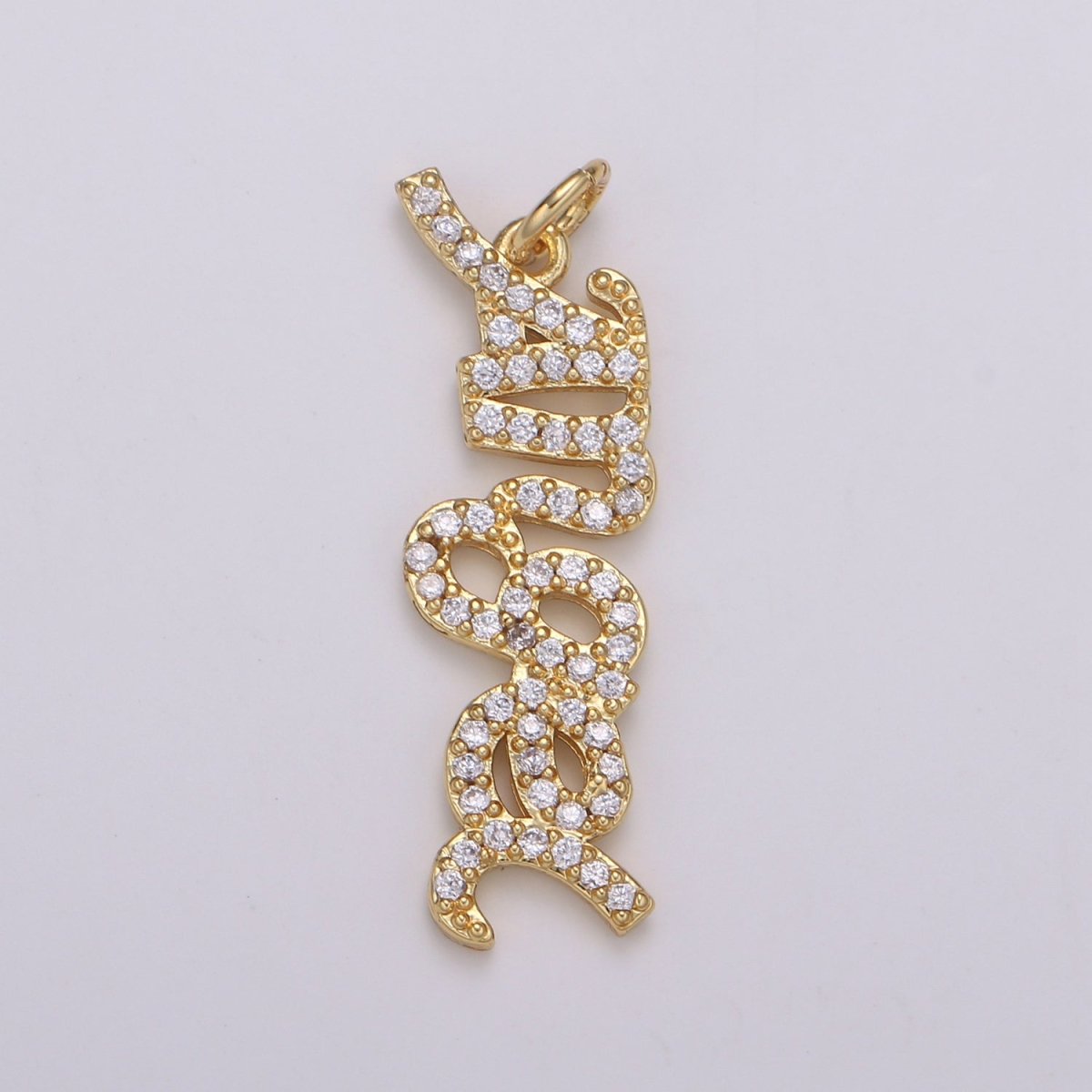 Micro Pave 14k Gold Filled Angel Script Words Charm for Dainty Angel Bracelet Necklace Earring Pendant Component Diy Jewelry Making SupplyC-403 - DLUXCA