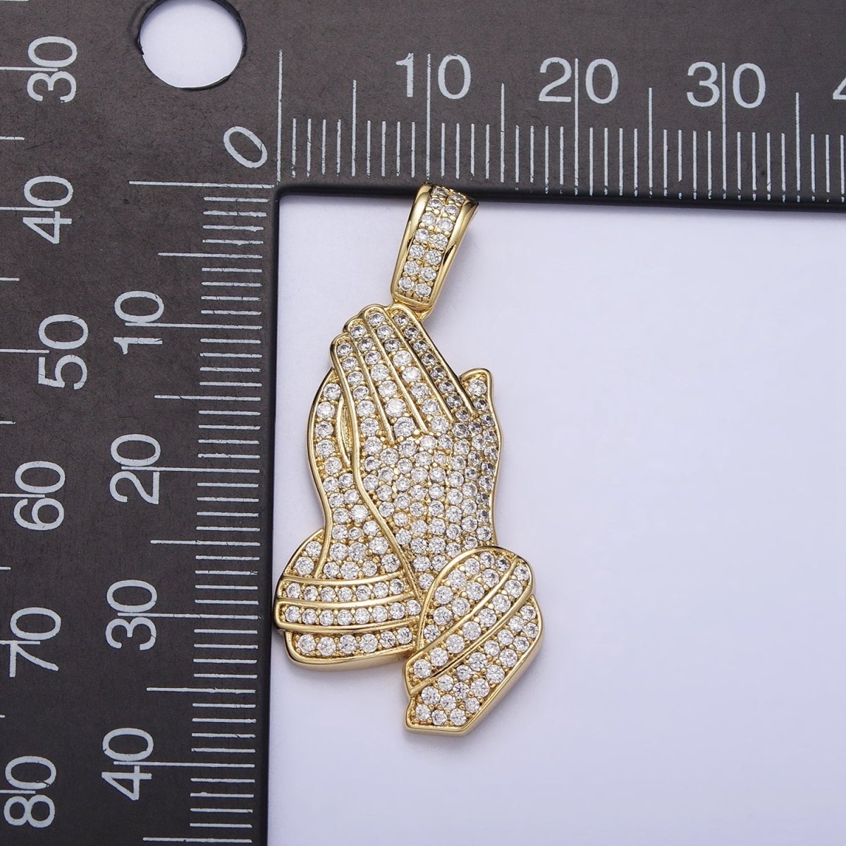 Micro Pave 14k Gold Filled The Lord's Prayer Hands Necklace Charm Gold Praying Hands Jewelry Pendant Religious Jewelry AA299 - DLUXCA