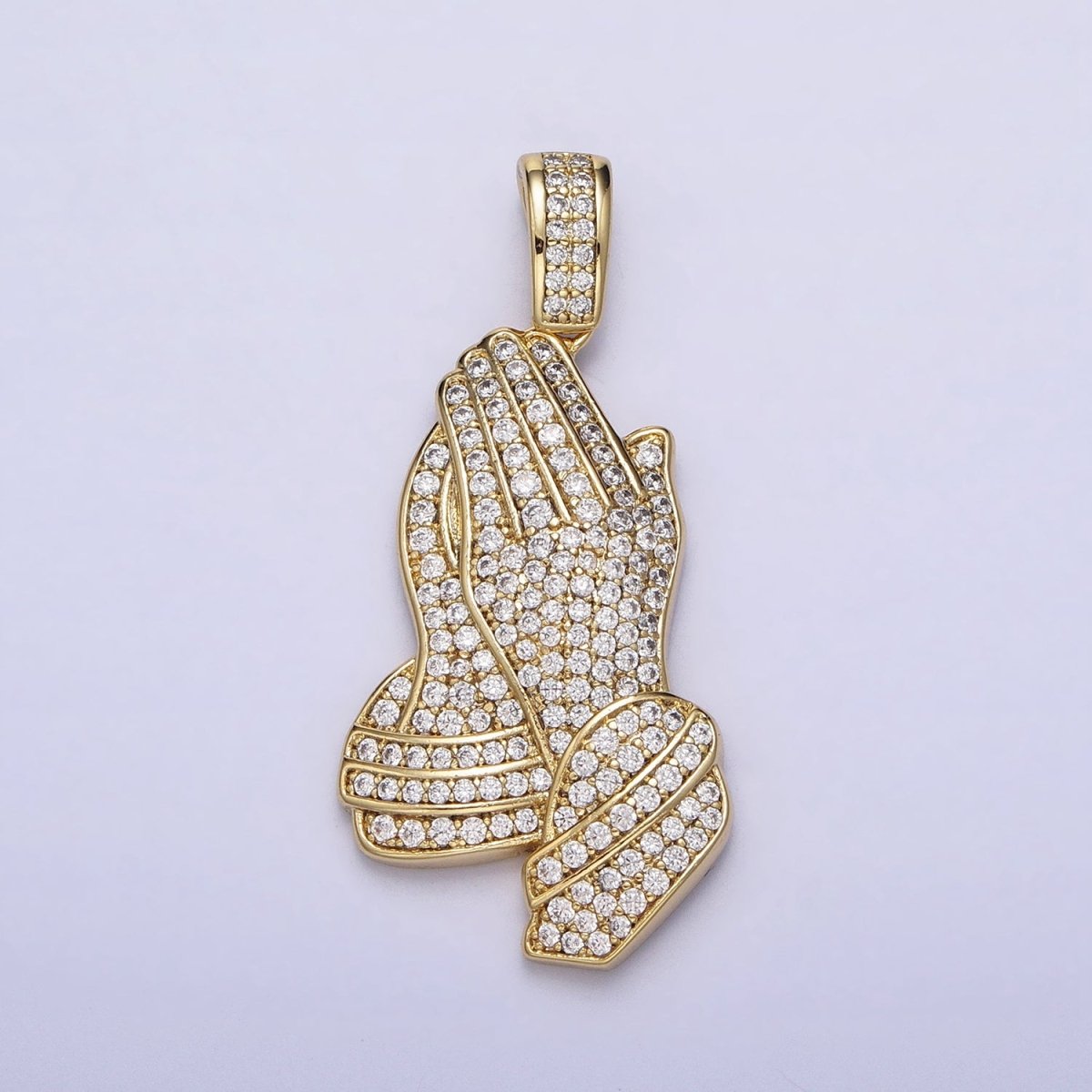 Micro Pave 14k Gold Filled The Lord's Prayer Hands Necklace Charm Gold Praying Hands Jewelry Pendant Religious Jewelry AA299 - DLUXCA