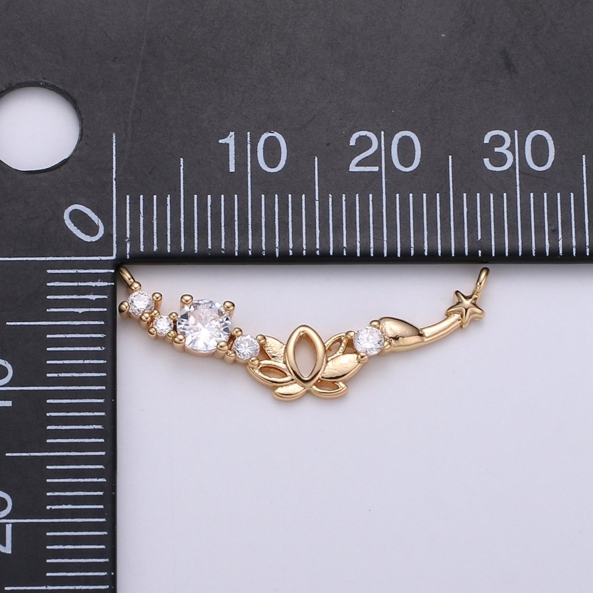 Micro Pave 18k Gold Filled Link Connector Dainty Star Charm Lotus Charm Connector for Bracelet Necklace Jewelry Making Supply F-547 - DLUXCA