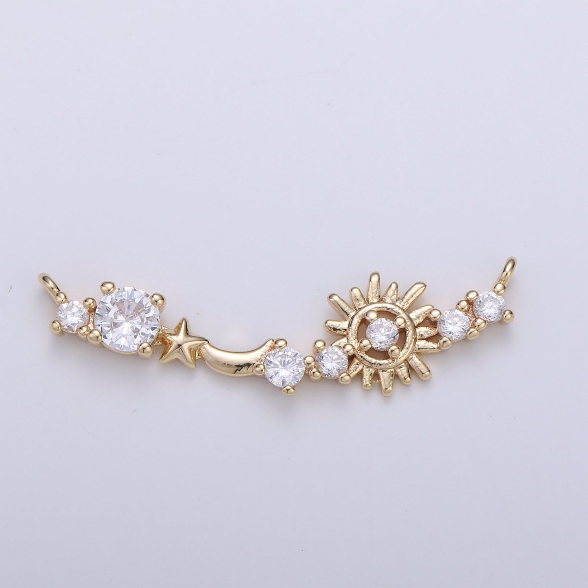 Micro Pave 18k Gold Filled Link Connector Dainty Star Charm Sun Charm Connector for Bracelet Necklace Jewelry Making Supply F-546 - DLUXCA