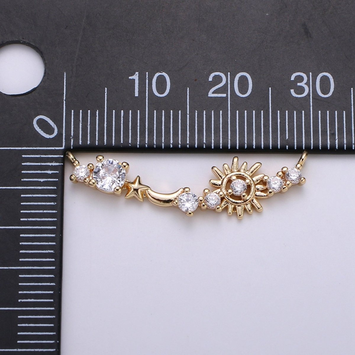 Micro Pave 18k Gold Filled Link Connector Dainty Star Charm Sun Charm Connector for Bracelet Necklace Jewelry Making Supply F-546 - DLUXCA